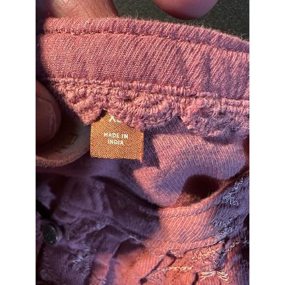 Anthropologie Pilcro Jolie Pintuck Blouse In Mauve Pink Embroidery Boho XL - Picture 4 of 14